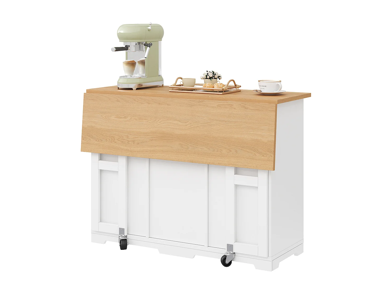 Keukeneiland - 120 x 70 x 90 cm - met 3 laden + 1 deur + eetgedeelte - MDF - wit