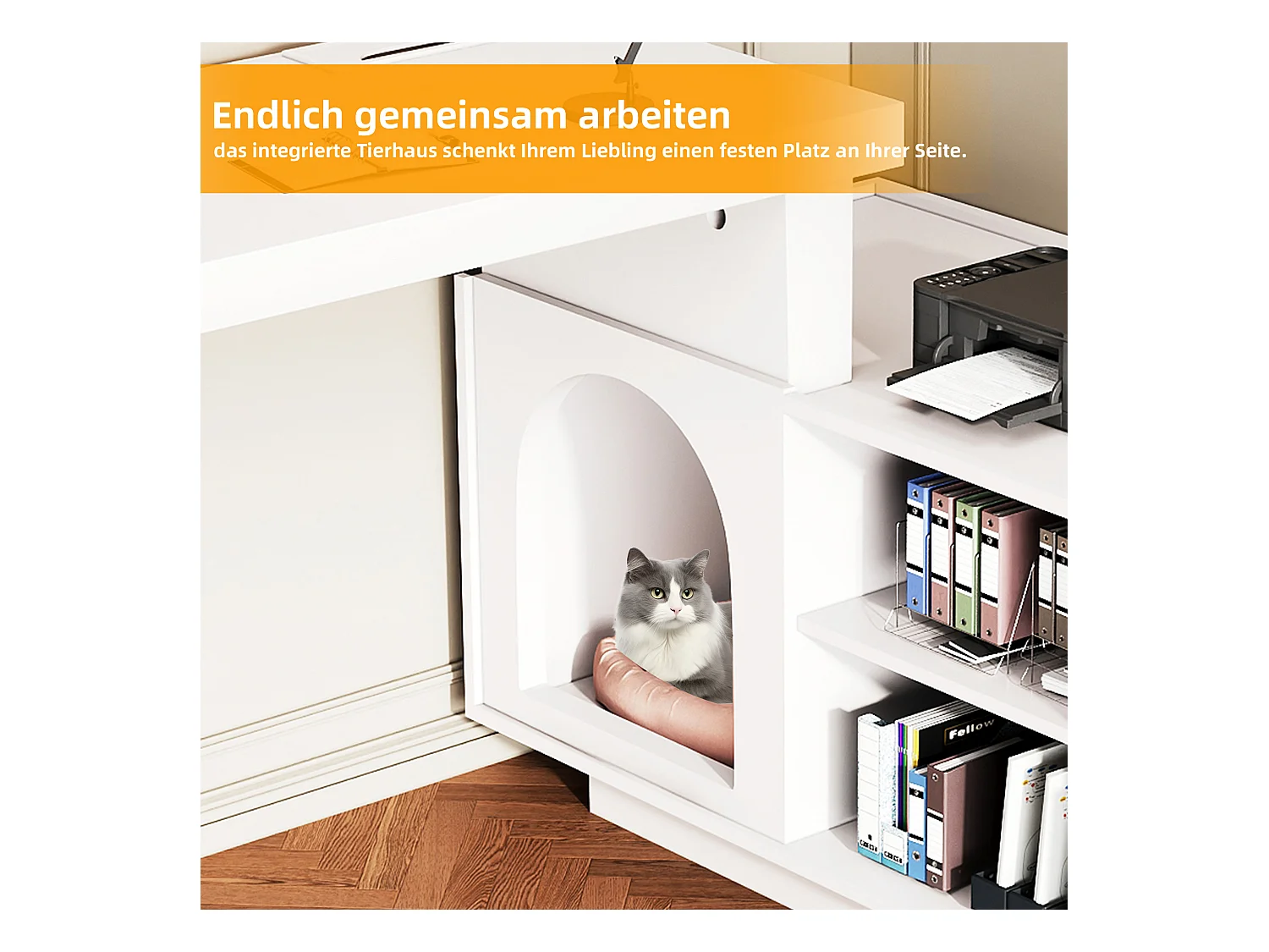 Bureau avec niche intégrée - 120 x 50 x 75 cm - en L ou droite - avec 2 tiroirs - MDF - blanc