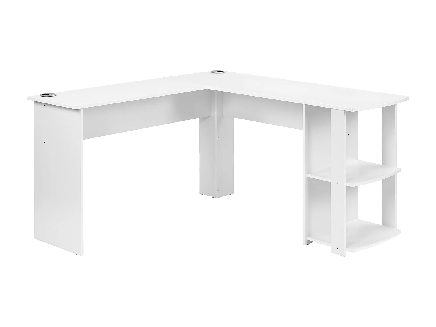 Scrivania angolare - 140 x 140 x 75 cm - Scrivania per computer a L con 2 ripiani - truciolato - bianco