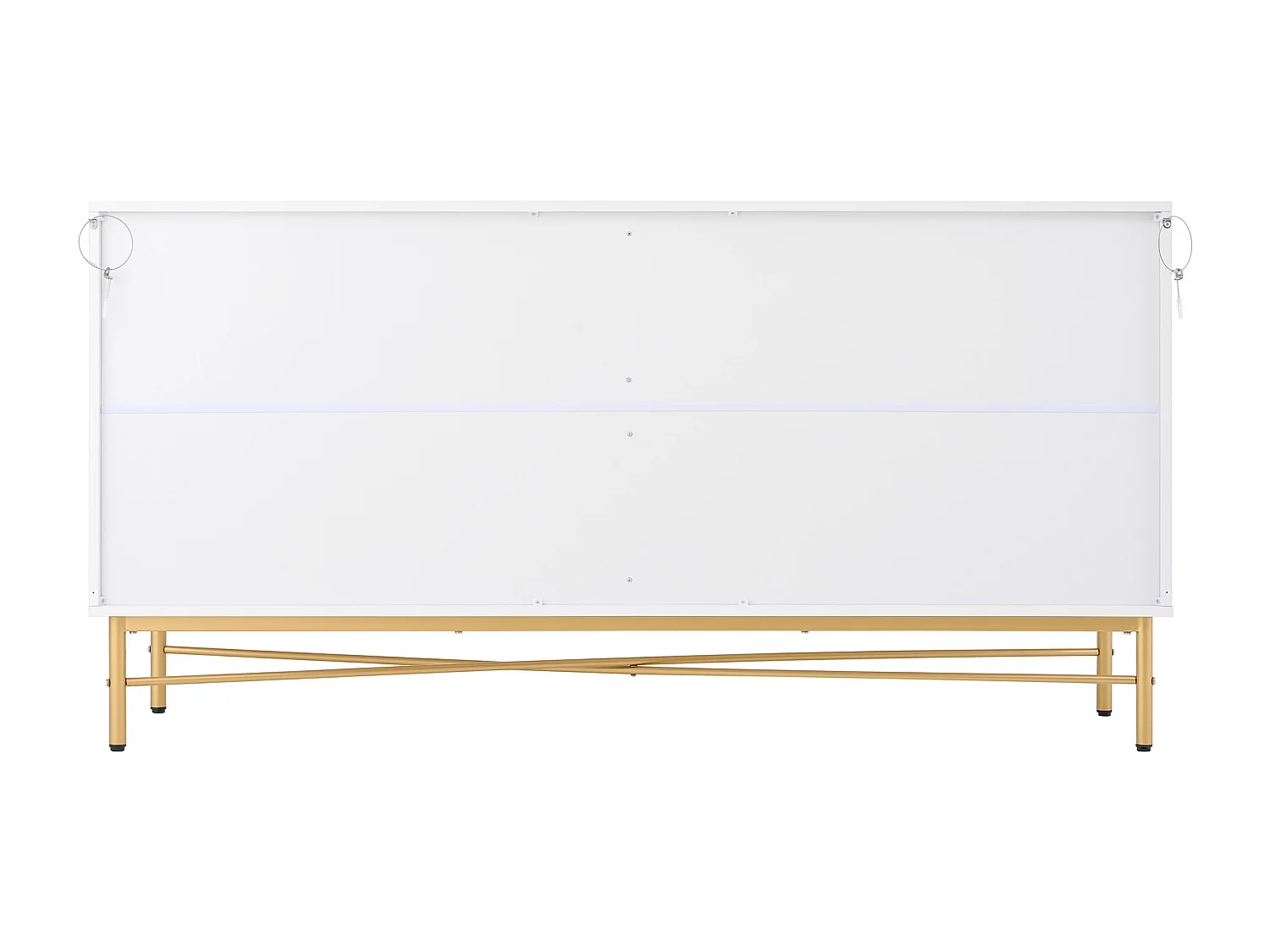 Dressoir met structuur - 160 x 40 x 82 cm - met 4 deuren - glanzende poten - wit - spaanplaat - wit