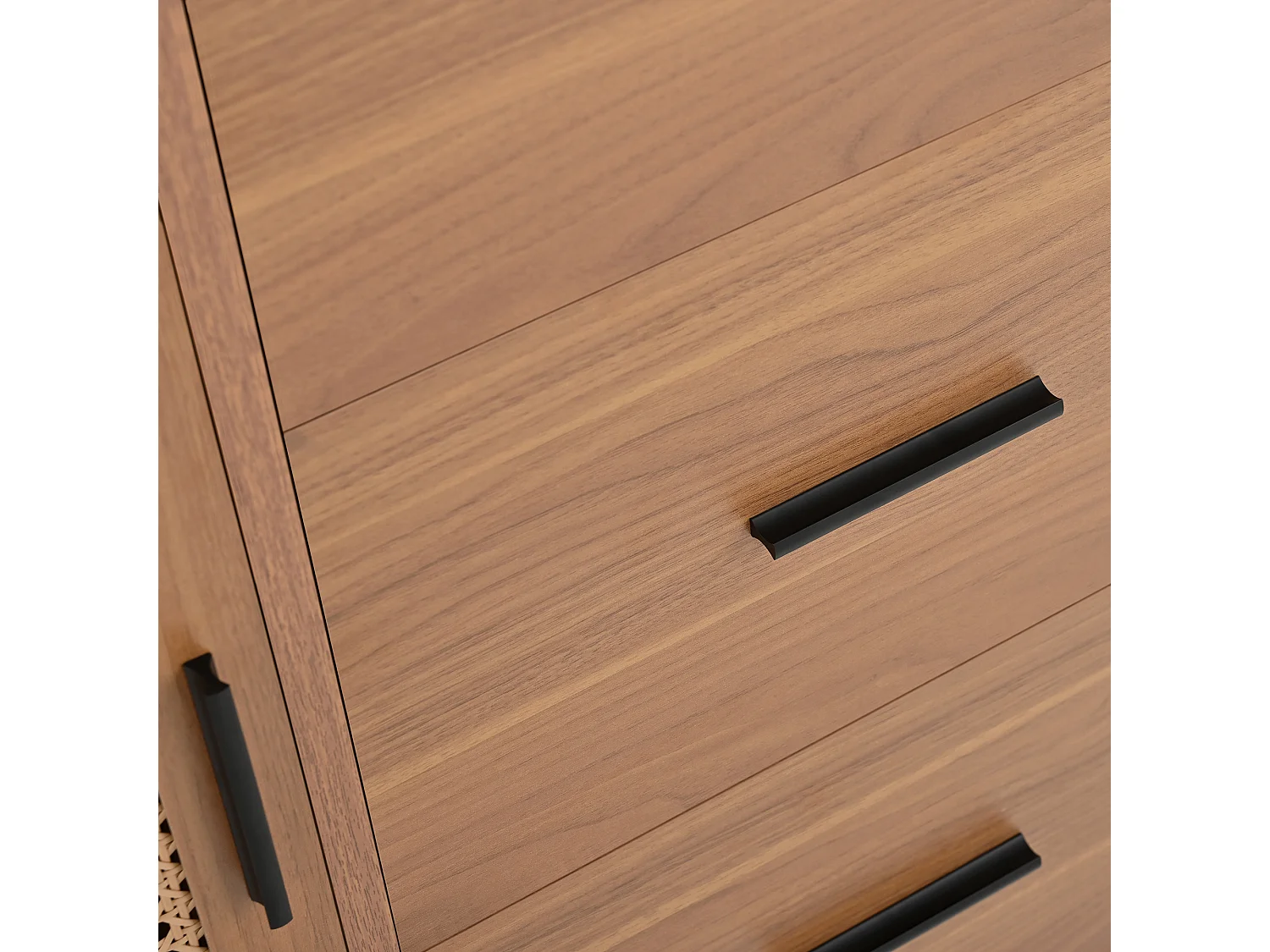 Credenza in stile country - 140 x 37 x 91 cm - con 2 ante scorrevoli + 3 cassetti - truciolato - naturale