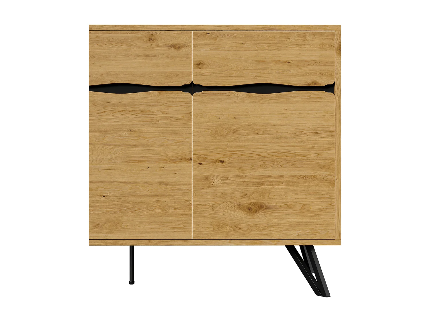 Buffet avec 3 portes - 140 x 40 x 75.5 cm - pour salon et salle à manger - aggloméré - naturel