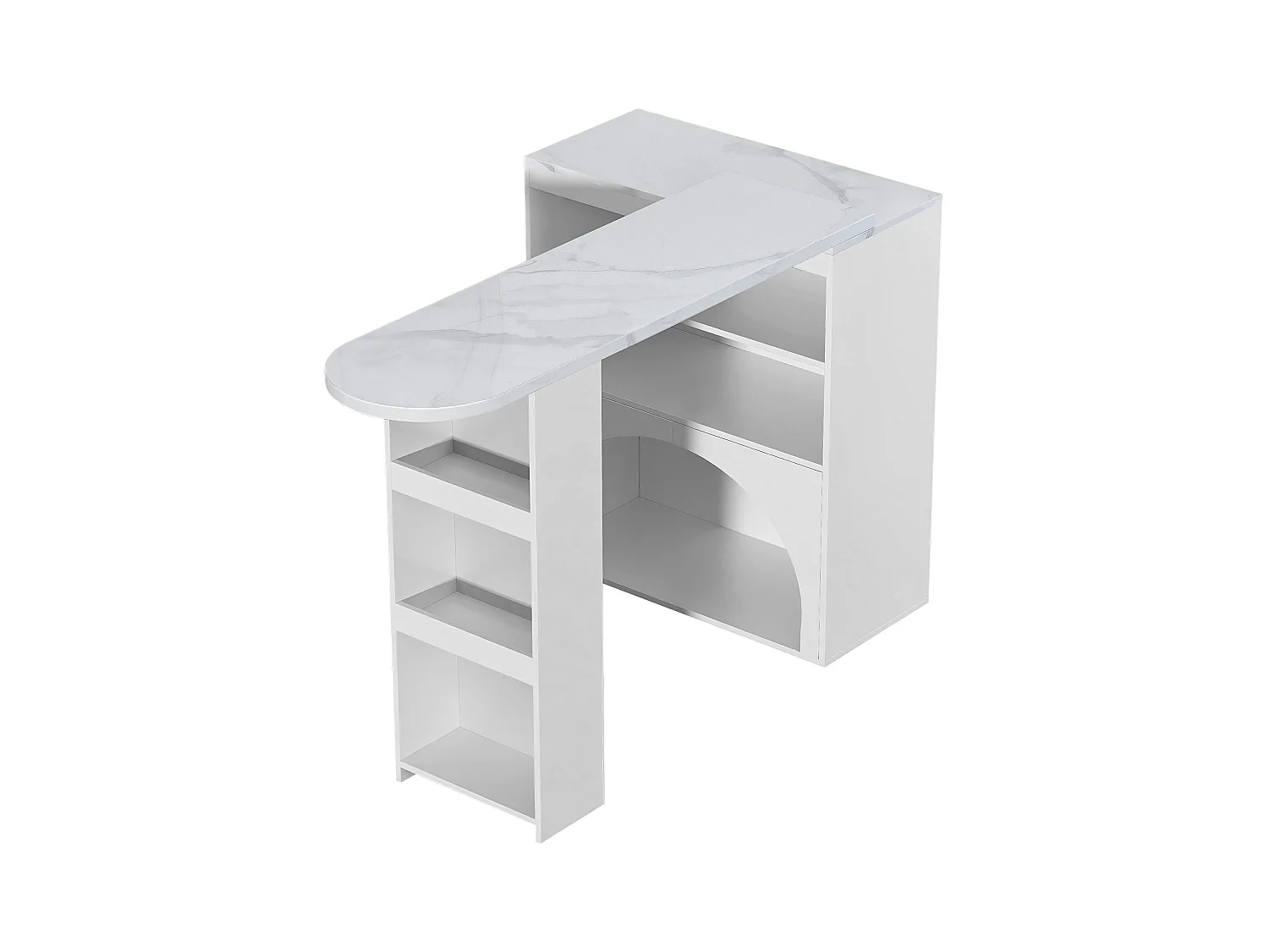 Meube de bar extensible - 120 x 40 x 100 cm - avec rangement + espace pour animaux - MDF - blanc