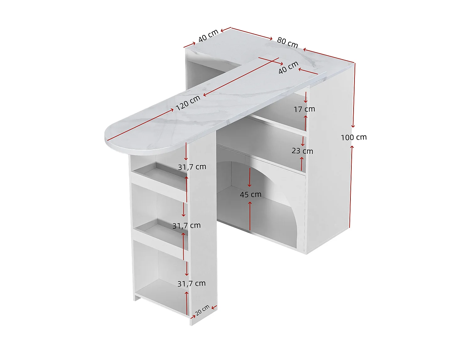 Ausziehbarer Barschrank - 120 x 40 x 100 cm - mit Stauraum + Platz für Haustiere - MDF - weiß