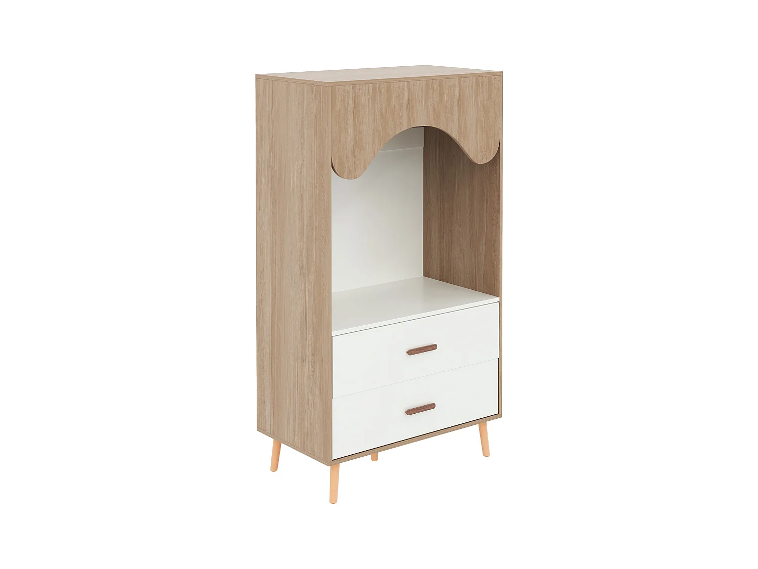 Armoire pour enfants - 80 x 46 x 141.5 cm - avec tringle à vêtements + 2 tiroirs - aggloméré - naturel
