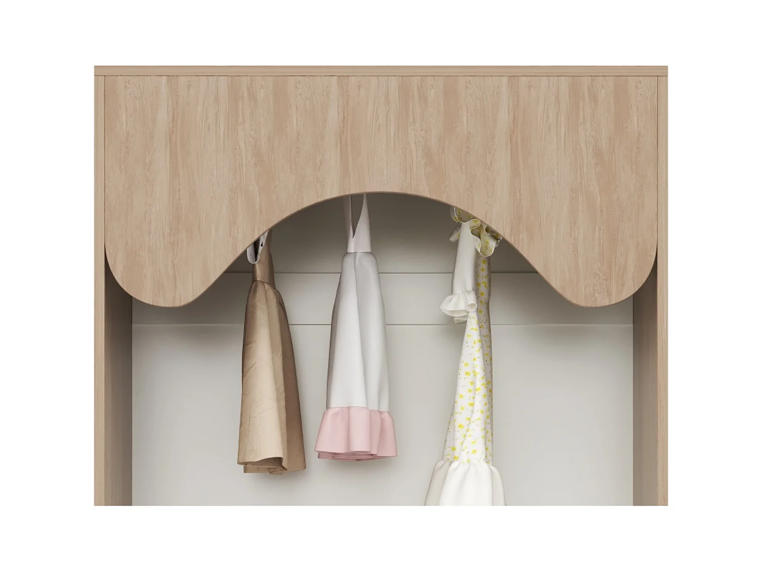 Armoire pour enfants - 80 x 46 x 141.5 cm - avec tringle à vêtements + 2 tiroirs - aggloméré - naturel