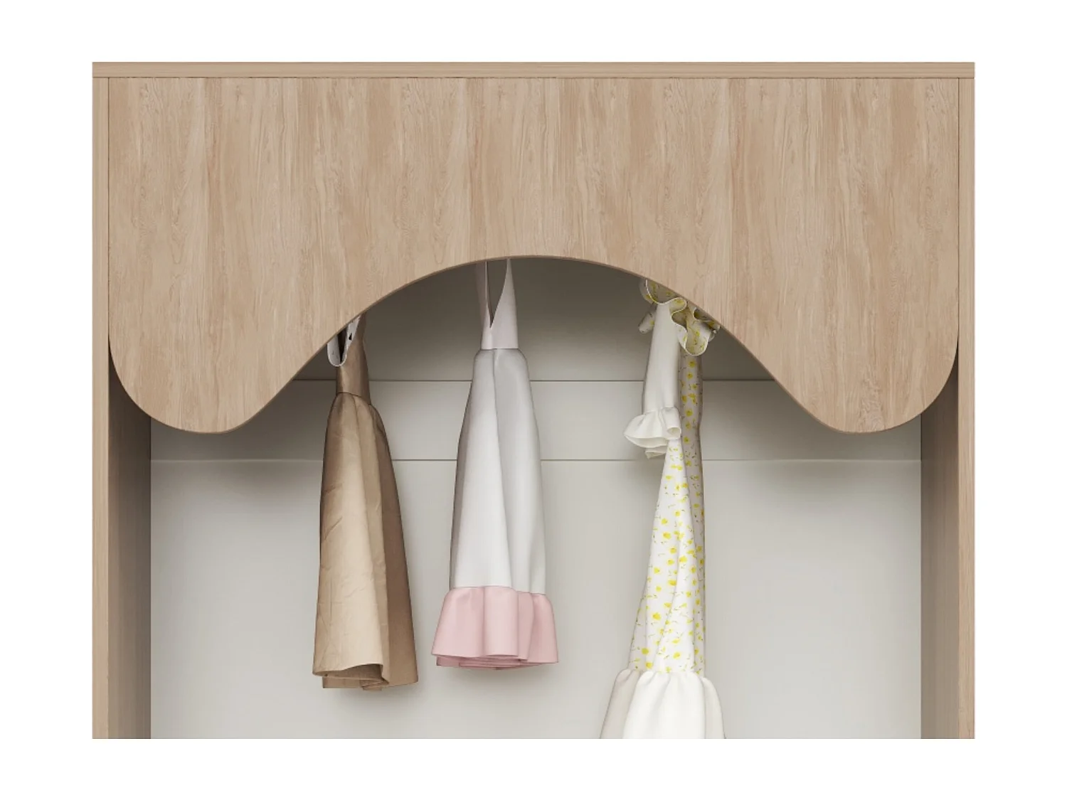 Kinderkleiderschrank - 80 x 46 x 141,5 cm - mit Kleiderstange + 2 Schubladen - Spanplatte - Natur