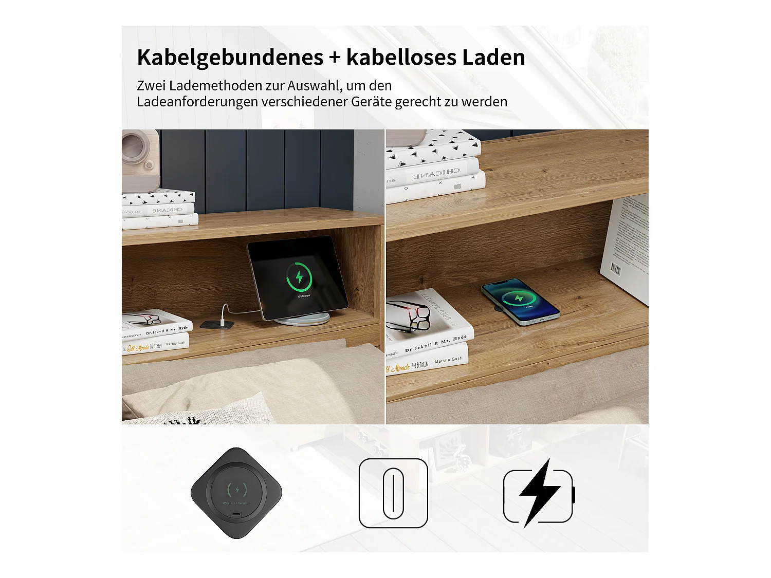 Łóżko dziecięce z pojemnikiem - 90 x 200 cm - z wysuwanymi szufladami nocnymi + półka - sklejka - naturalne