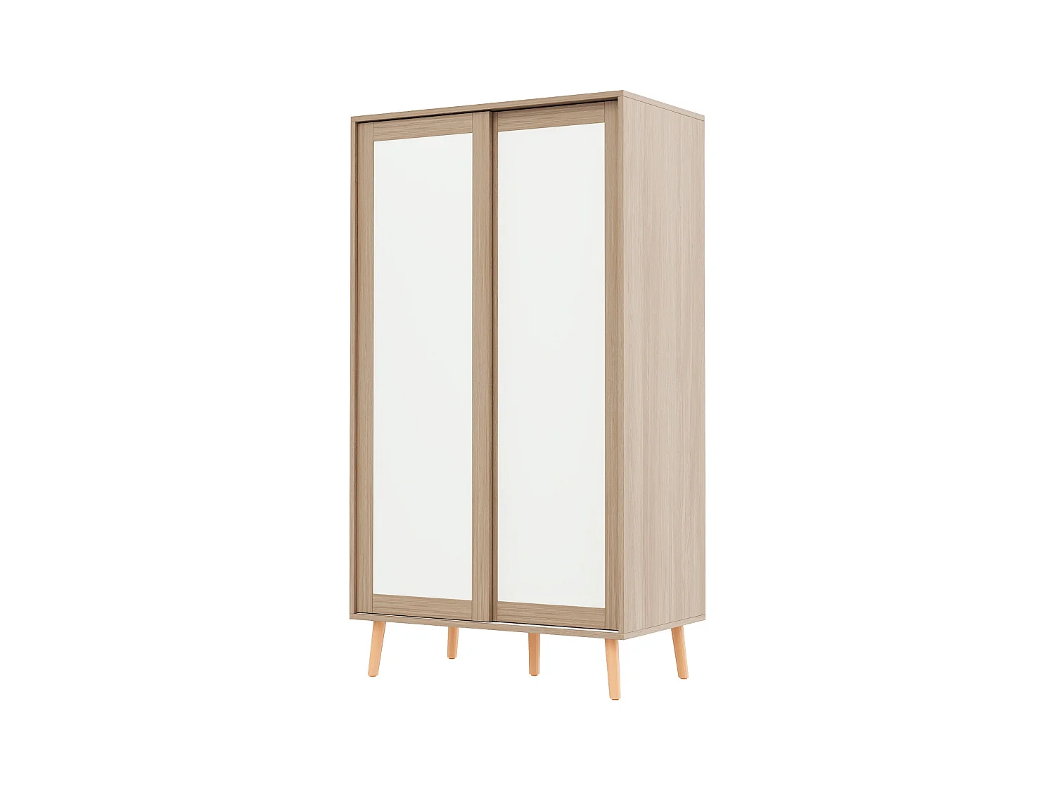 Armoire pour enfants - 80 x 46 x 141.5 cm - avec portes coulissantes + tringle à vêtements - bois - naturel
