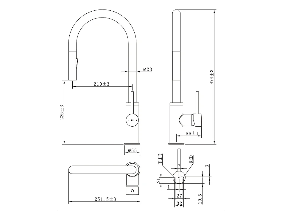 Foga Spültischmischer mit ausziehbarer Handbrause mattschwarz Essebagno