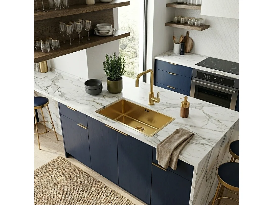 Baltic mitigeur évier or brossé - Essebagno