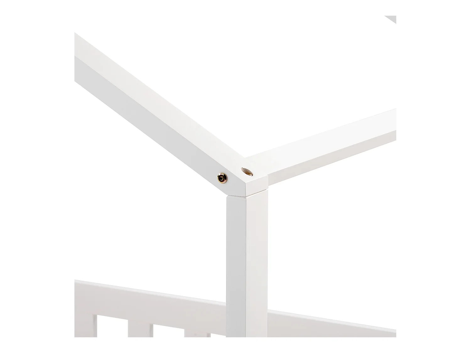 Lit cabane lit enfant 90x200cm en bois massif + MDF - avec protection antichute et sommier à lattes - Blanc