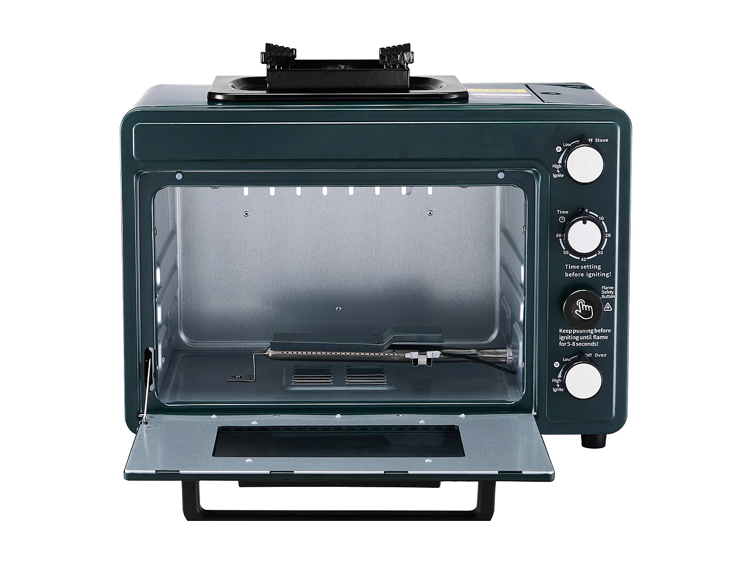 Forno a Gas SucceBuy, Fuoco Regolabile, Stufa da Campeggio a Gas Portatile 2 in 1, Schermo Antivento, con Griglia e Piano di Cottura, per Cucina all'Aperto