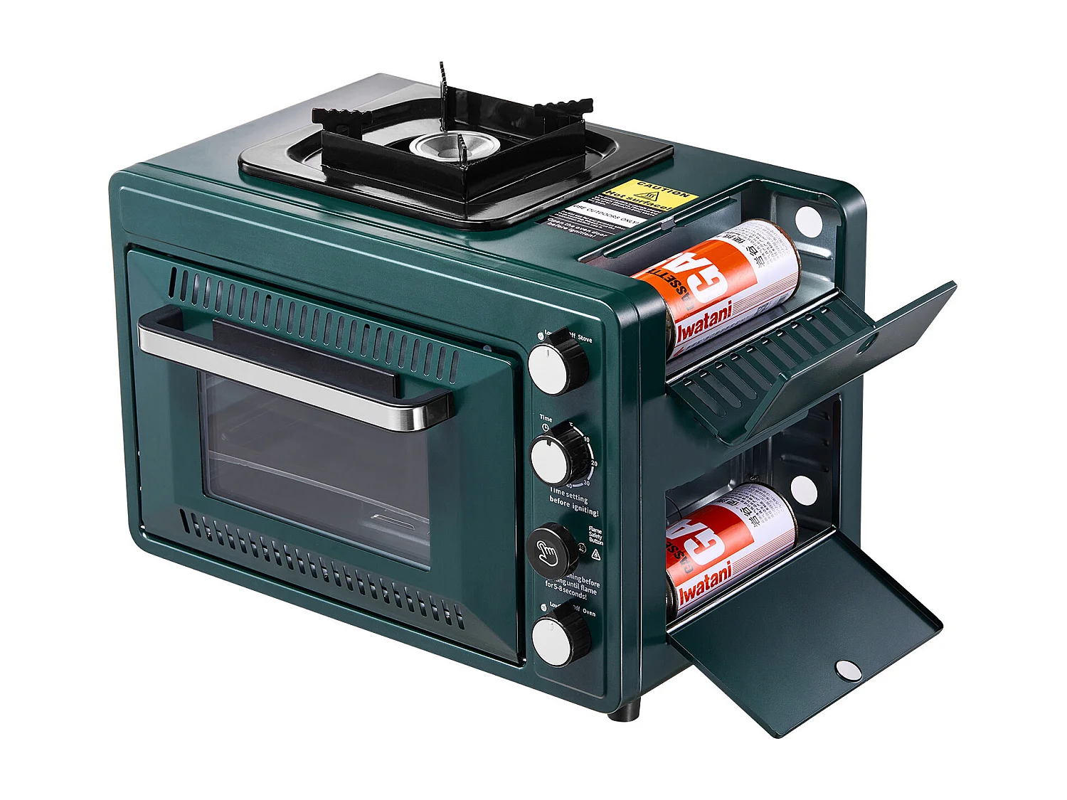 Forno a Gas SucceBuy, Fuoco Regolabile, Stufa da Campeggio a Gas Portatile 2 in 1, Schermo Antivento, con Griglia e Piano di Cottura, per Cucina all'Aperto