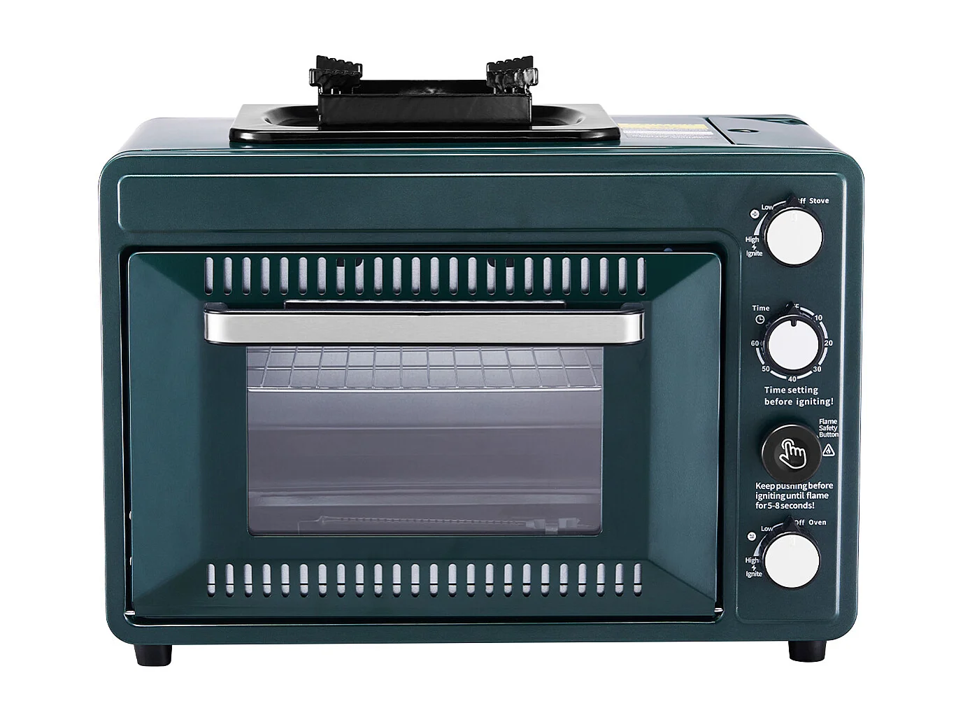 Forno a Gas SucceBuy, Fuoco Regolabile, Stufa da Campeggio a Gas Portatile 2 in 1, Schermo Antivento, con Griglia e Piano di Cottura, per Cucina all'Aperto