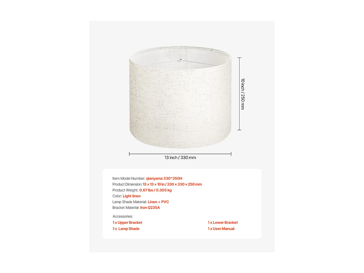 Abażur Bębnowy SucceBuy, 2 Sztuki, 33 x 33 x 25 cm, Średni Okrągły Abażur Zamienny z Lnu do Lamp Stołowych, Stojących i Wiszących, Jasny Len