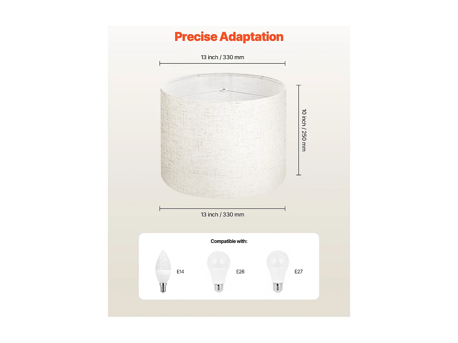 Abażur Bębnowy SucceBuy, 2 Sztuki, 33 x 33 x 25 cm, Średni Okrągły Abażur Zamienny z Lnu do Lamp Stołowych, Stojących i Wiszących, Jasny Len