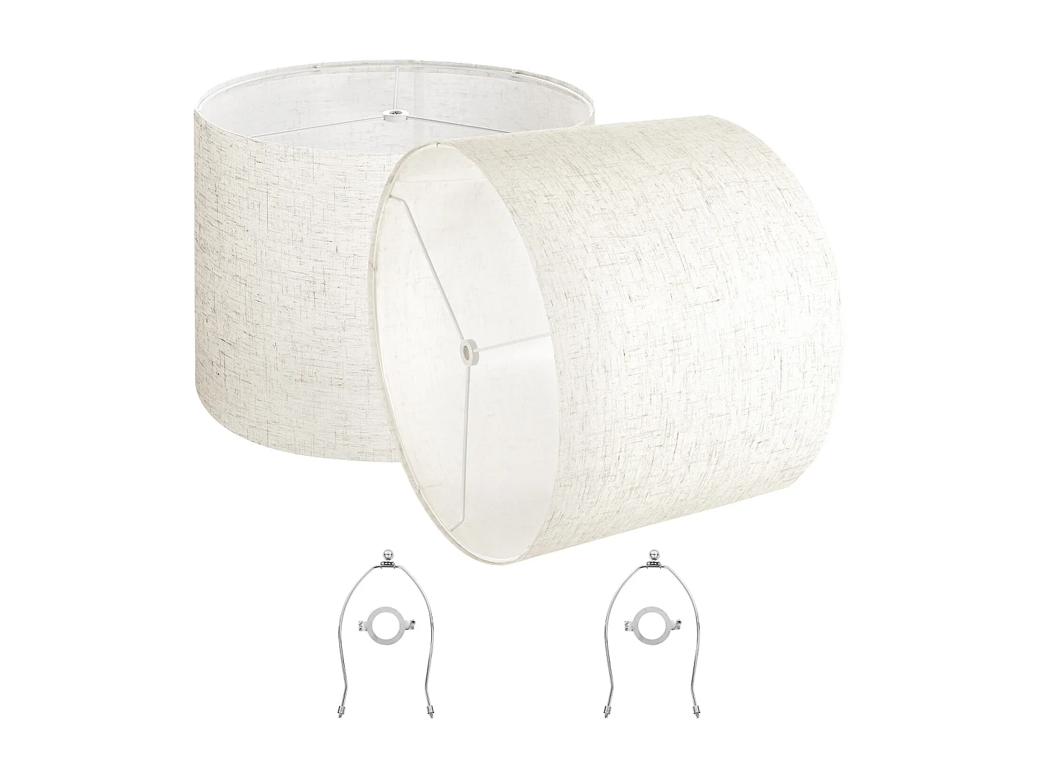 Abat-Jour Tambour SucceBuy, 2 Pcs, 40x40x30 cm, Grand Abat-Jour de Remplacement avec Harpe, pour Lampes de Table, Lampadaires et Suspensions, Lin Clair