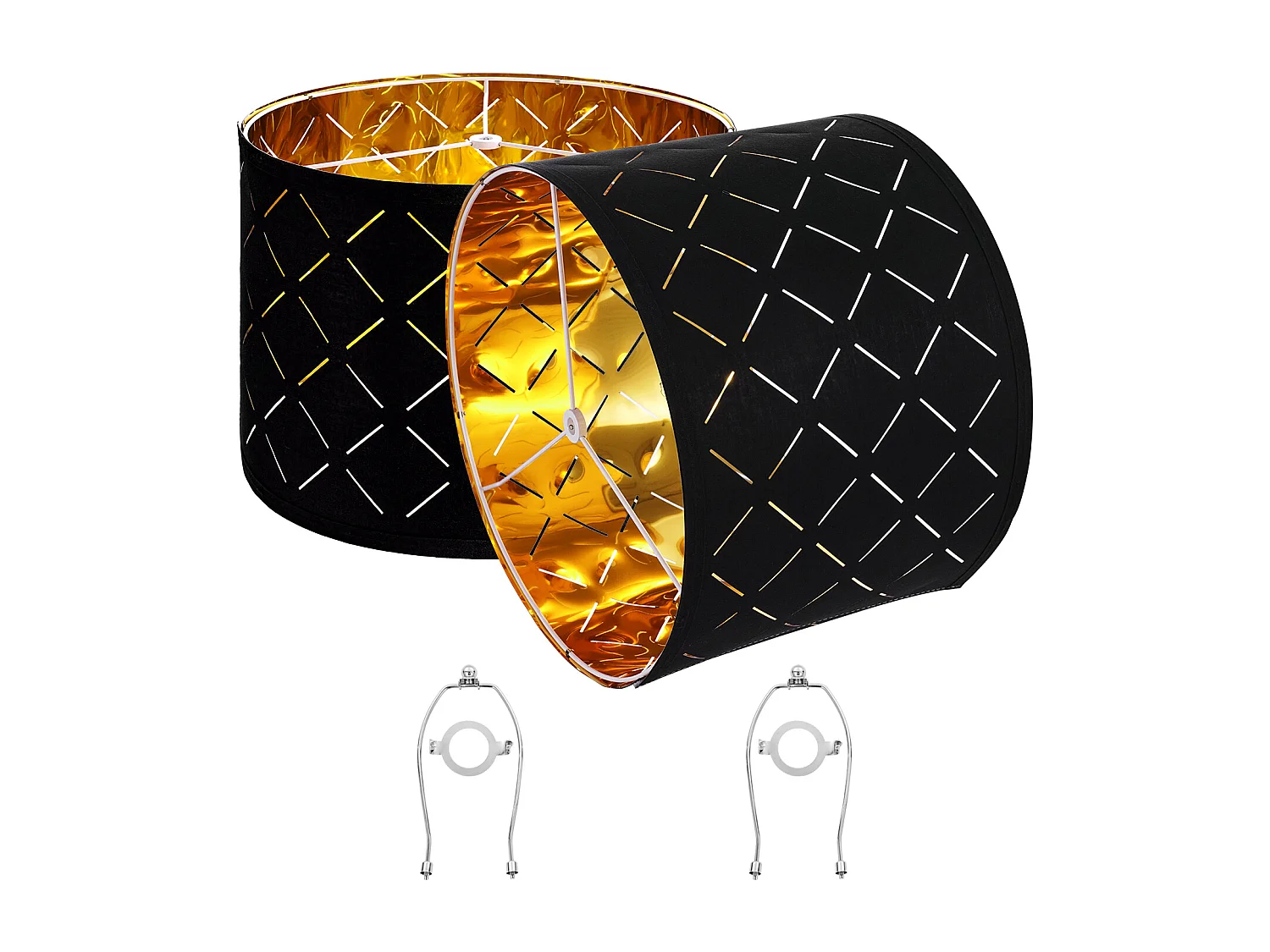 Abat-Jour Tambour SucceBuy, 2 Pcs, 33x33x25 cm, Abat-Jour de Remplacement Moyen avec pour Lampes de Table, Lampadaires et Suspensions, Design Creux en Diamant Noir