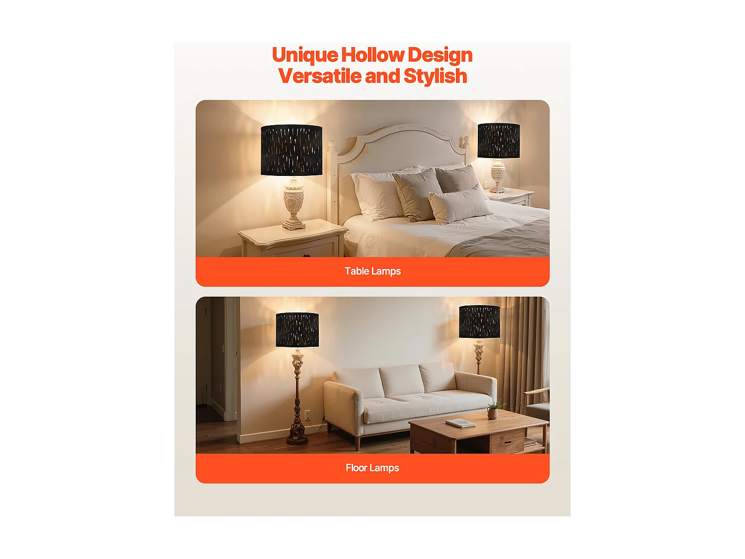 Trommelvormige Lampenkap SucceBuy, 2 Stuks, 33x33x25 cm, Middelgrote Vervangende Lampenkap van Linnen voor Staande Lampen en Hanglampen, Hol Zwart Design