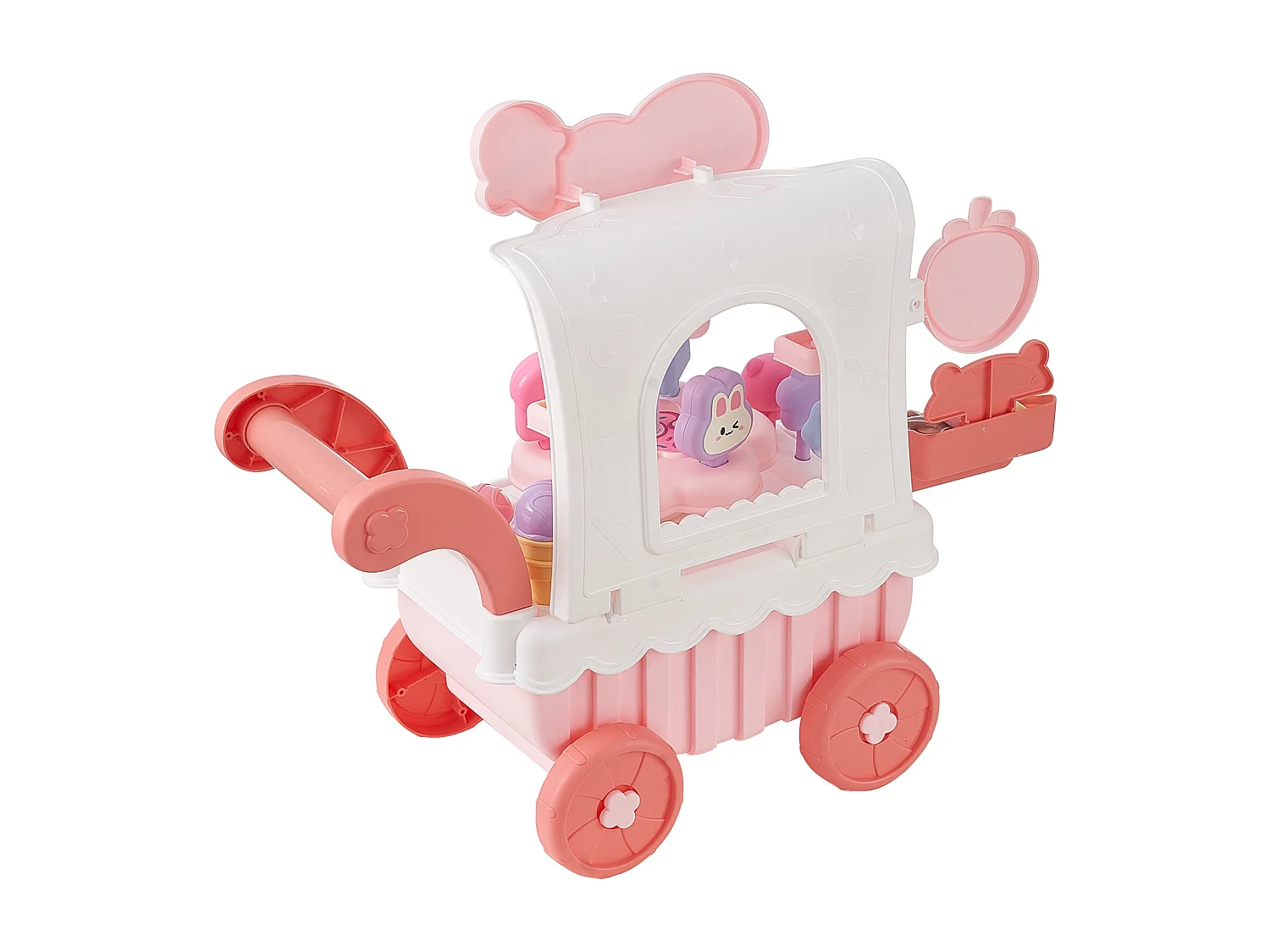 Chariot à Glaces pour Enfants SucceBuy, 27 Pièces, Jeu d'Imitation de Stand Glacier, avec Espace de Rangement, pour Tout-Petits de 3 Ans et Plus