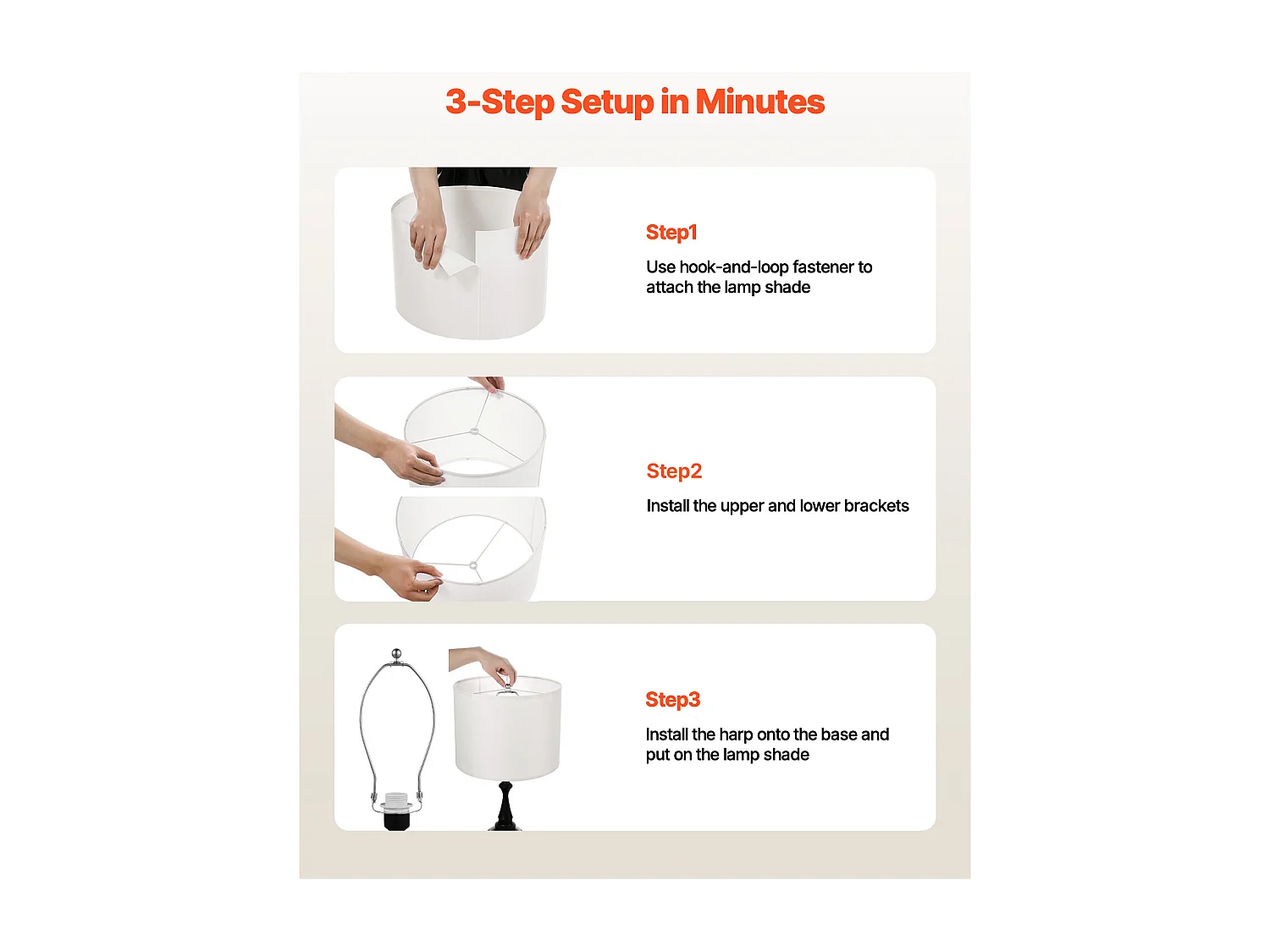 Abat-Jour Tambour SucceBuy, 2 Pcs, 40x40x30 cm, Grand Abat-Jour de Remplacement avec Harpe, pour Lampes de Table, Lampadaires et Suspensions, Lin Blanc Cassé