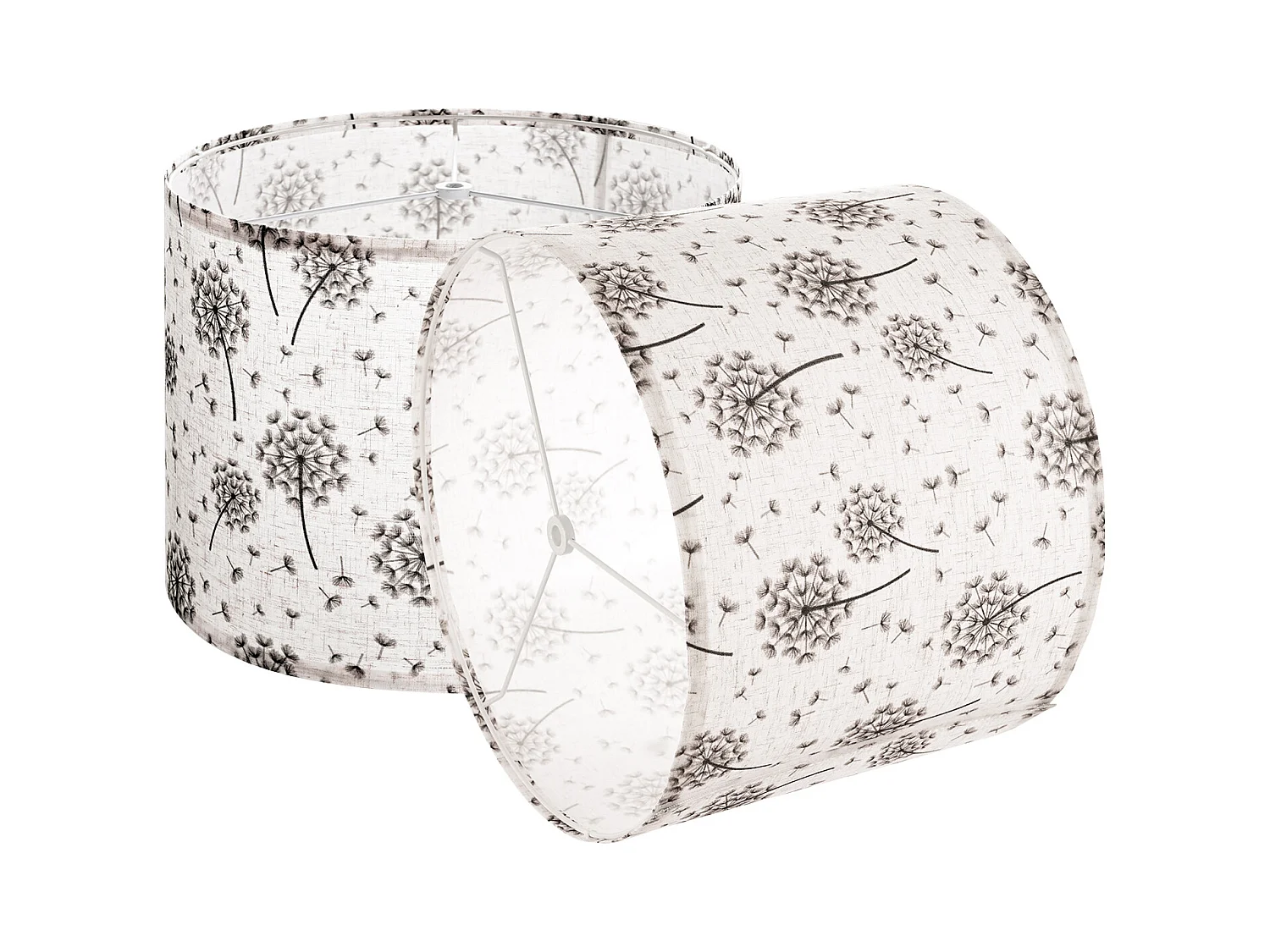 Abat-Jour Tambour SucceBuy, 2 Pcs, 33x33x25 cm, Abat-Jour Ronde de Remplacement Moyen en Lin pour Lampes de Lampadaires et Suspensions, Motif Pissenlit Clair