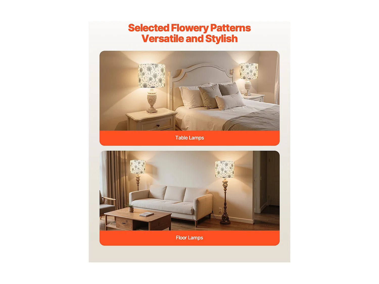 Abat-Jour Tambour SucceBuy, 2 Pcs, 33x33x25 cm, Abat-Jour Ronde de Remplacement Moyen en Lin pour Lampes de Lampadaires et Suspensions, Motif Pissenlit Clair