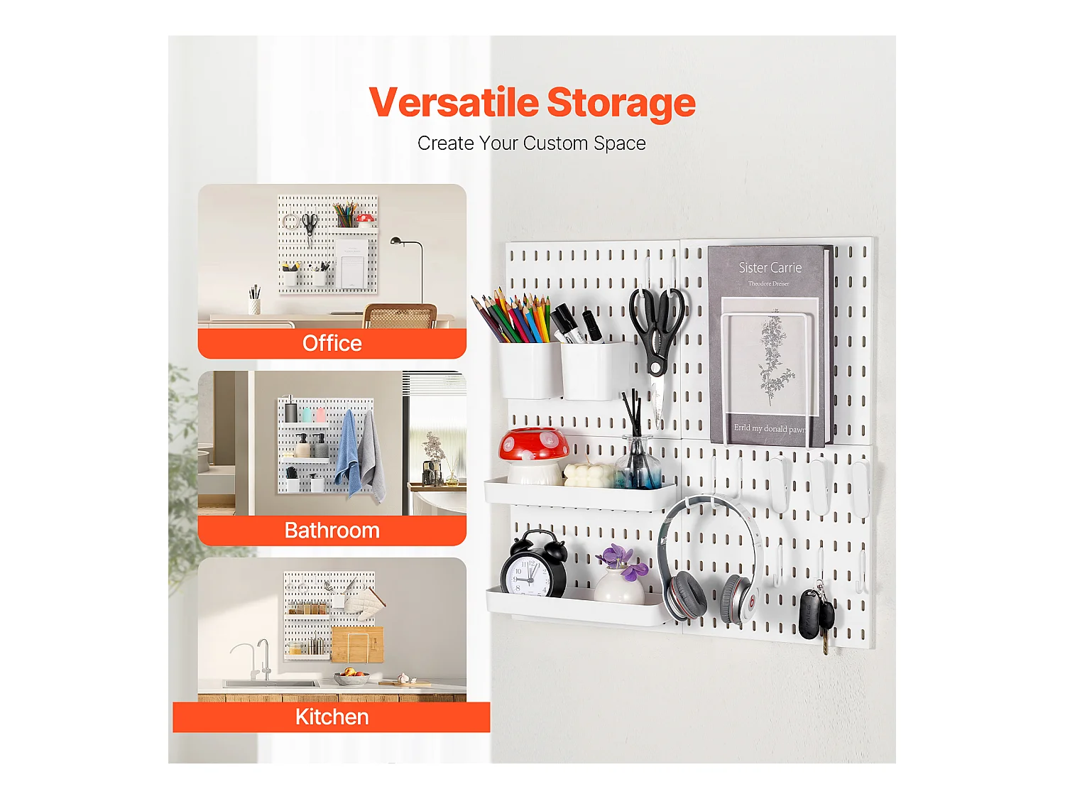 Panneaux Perforés SucceBuy, 280x280 mm en Plastique, 4 Panneaux, pour la Maison, Blanc