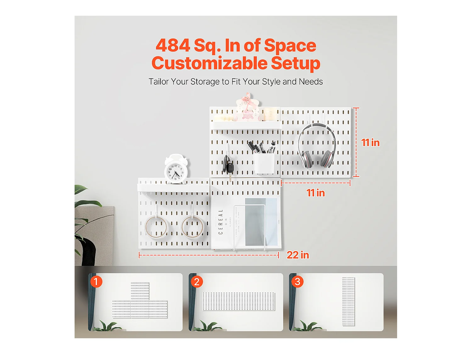Panneaux Perforés SucceBuy, 280x280 mm en Plastique, 4 Panneaux, pour la Maison, Blanc