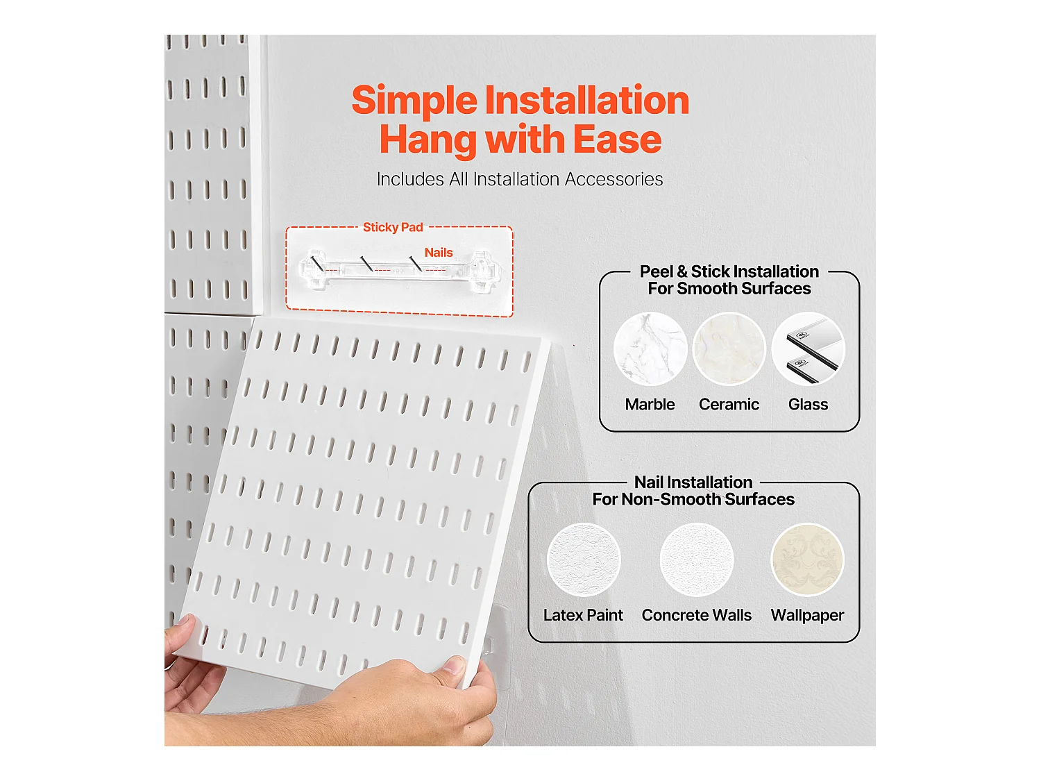 Panneaux Perforés SucceBuy, 280x280 mm en Plastique, 4 Panneaux, pour la Maison, Blanc