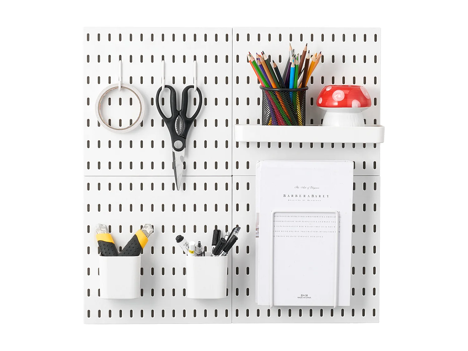 Panneaux Perforés SucceBuy, 280x280 mm en Plastique, 4 Panneaux, pour la Maison, Blanc