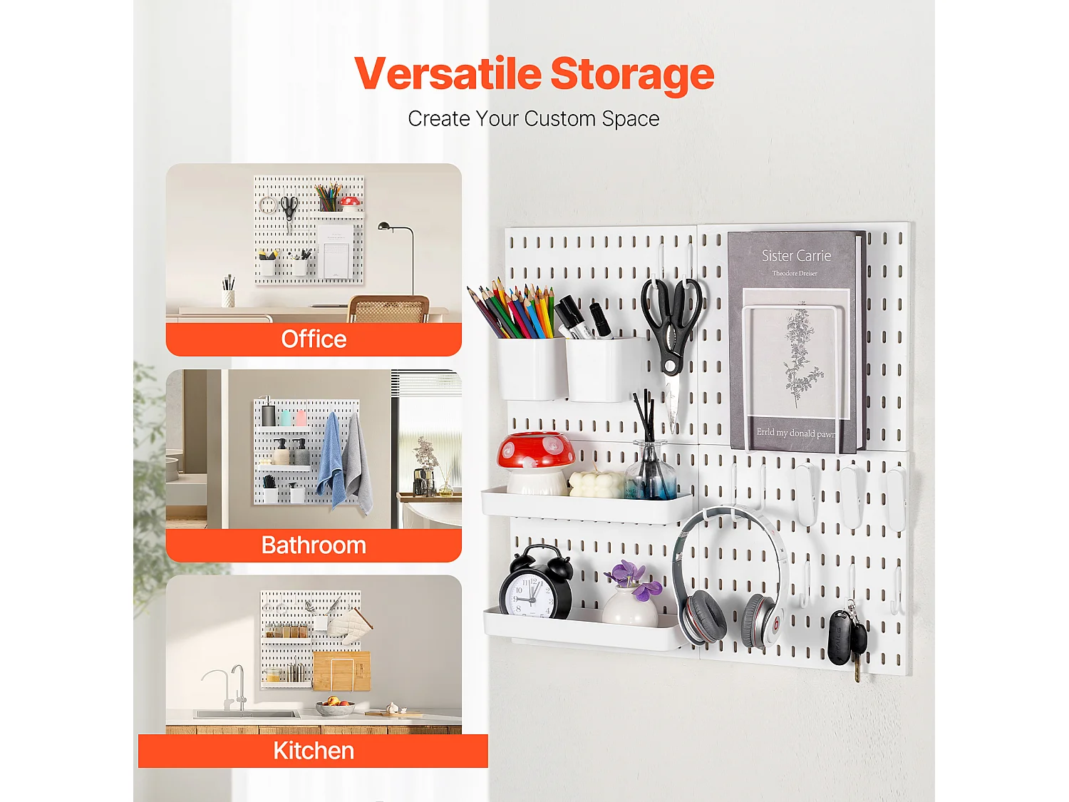 Panneaux Perforés SucceBuy, 280x280 mm en Plastique, 4 Panneaux, pour la Maison, Blanc