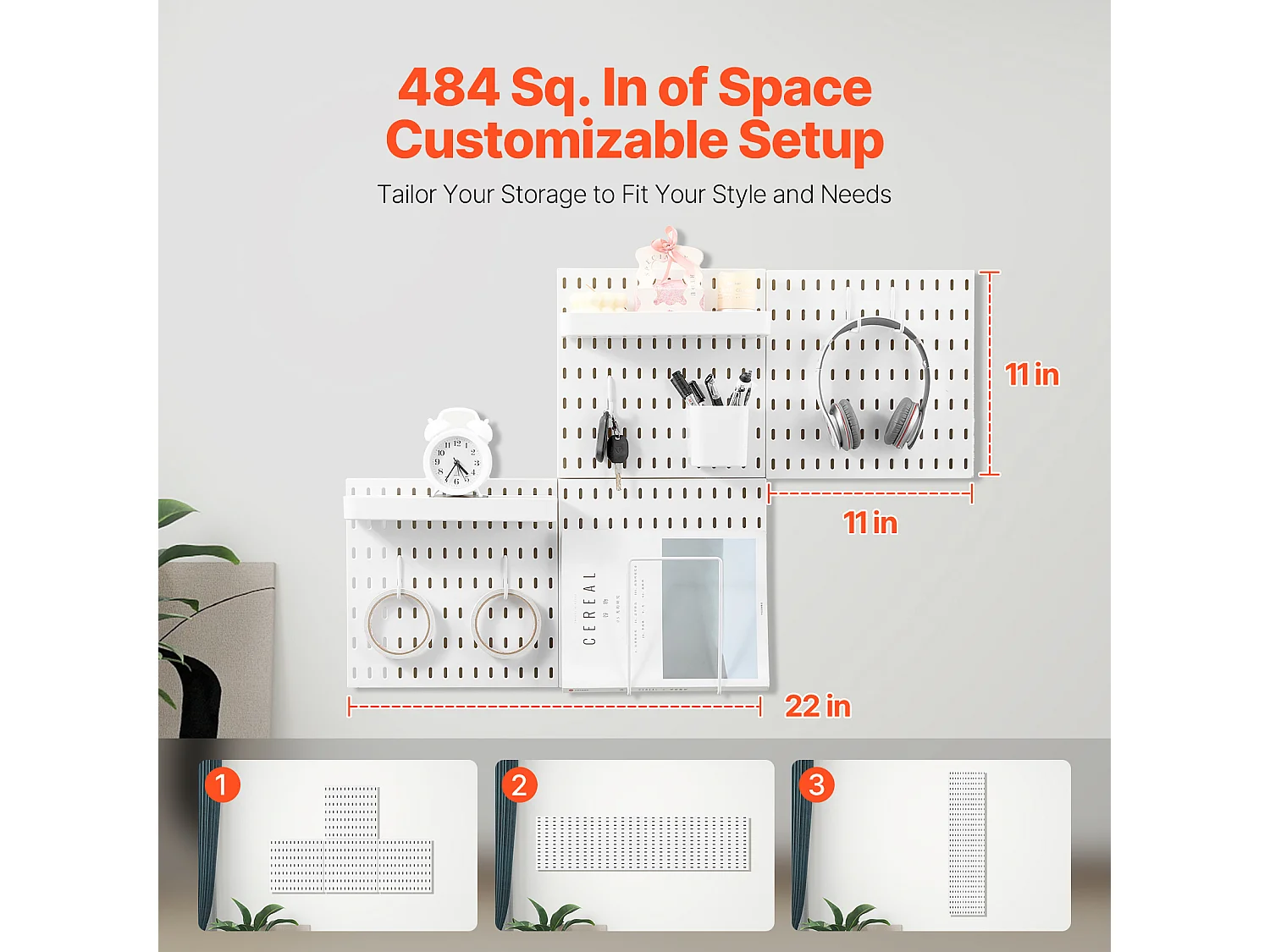 Panneaux Perforés SucceBuy, 280x280 mm en Plastique, 4 Panneaux, pour la Maison, Blanc