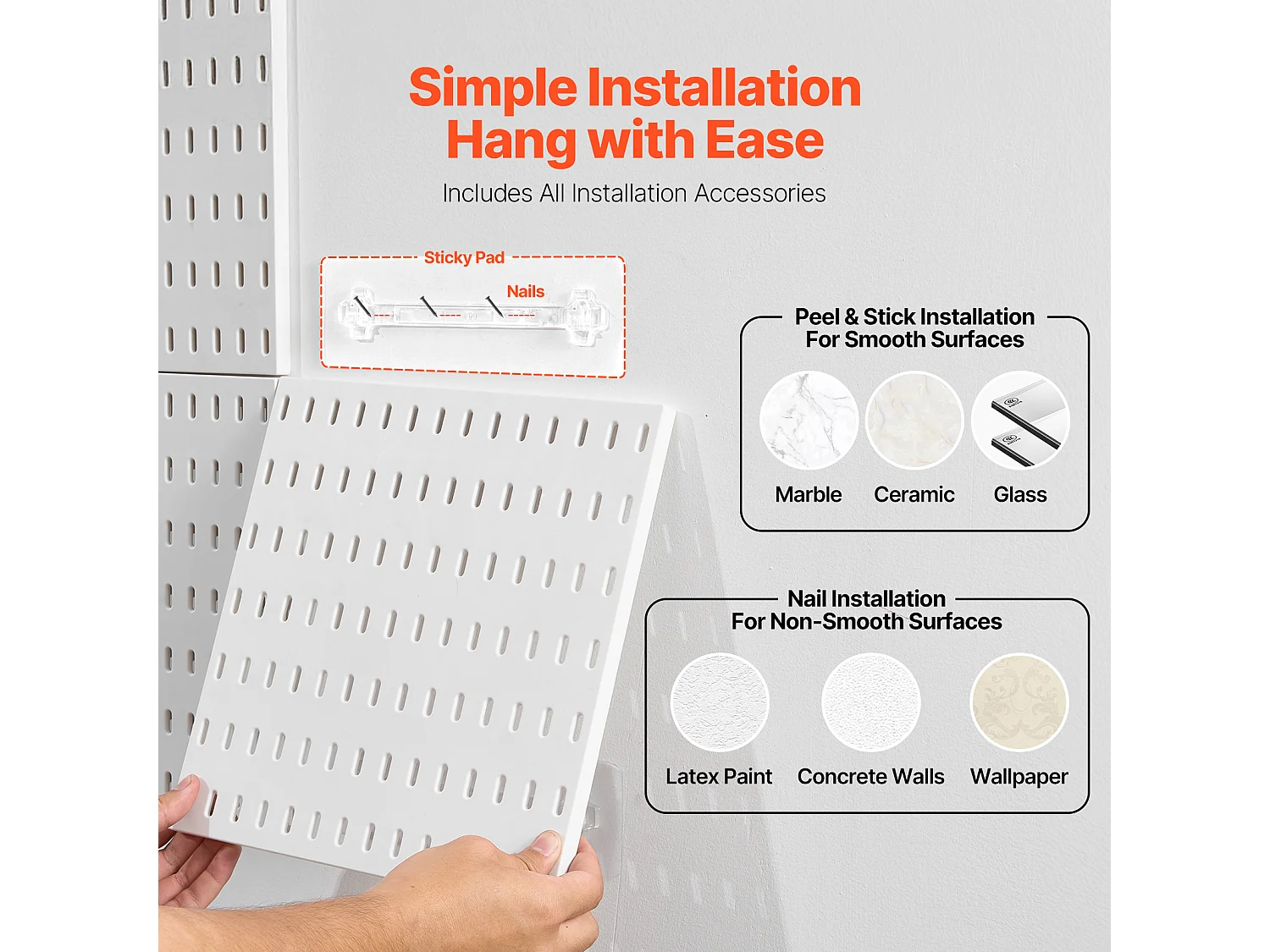 Panneaux Perforés SucceBuy, 280x280 mm en Plastique, 4 Panneaux, pour la Maison, Blanc