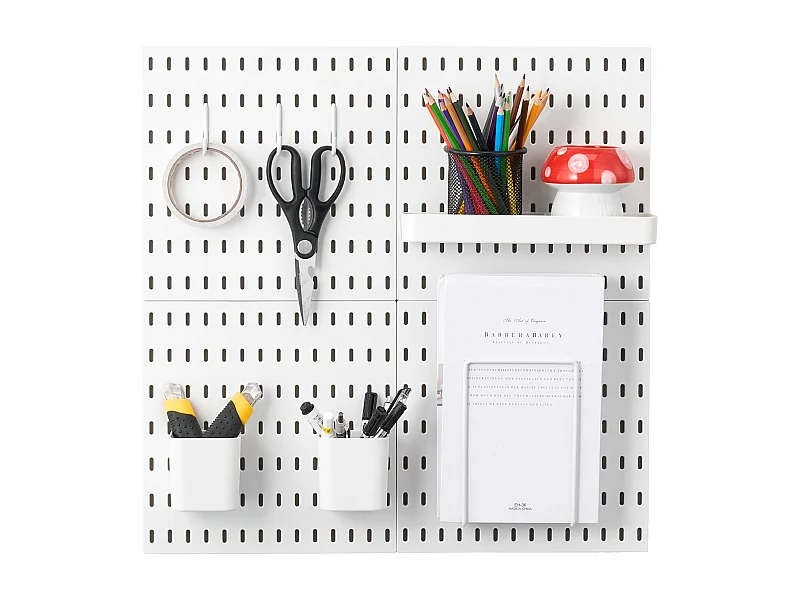 Painéis Perfurados SucceBuy, 280x280 mm em Plástico, 4 Painéis, para Casa, Branco