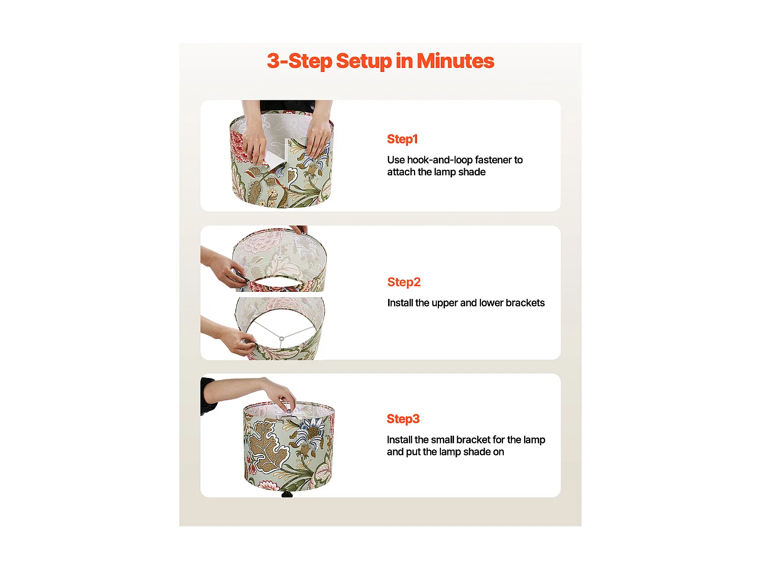 Abat-Jour Tambour SucceBuy, 2 Pcs, 33x33x25 cm, Abat-Jour de Remplacement Moyen avec pour Lampes de Table, Lampadaires et Suspensions, Motif Pissenlit Foncé