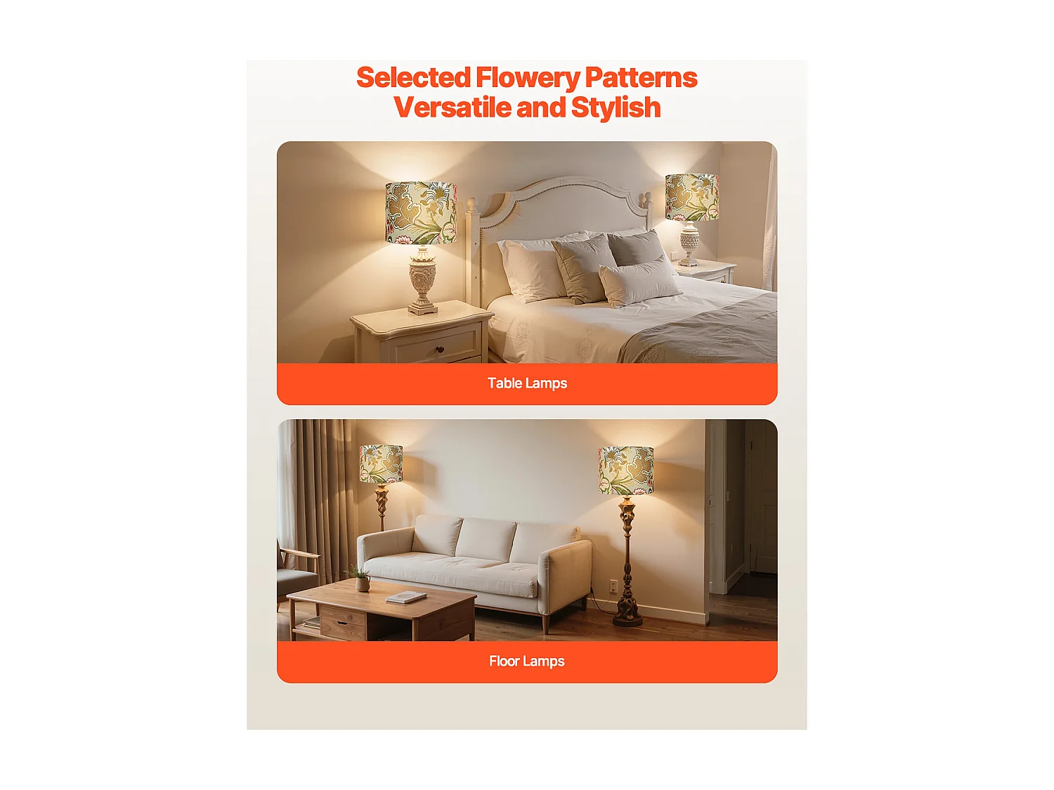 Abat-Jour Tambour SucceBuy, 2 Pcs, 33x33x25 cm, Abat-Jour de Remplacement Moyen avec pour Lampes de Table, Lampadaires et Suspensions, Motif Pissenlit Foncé