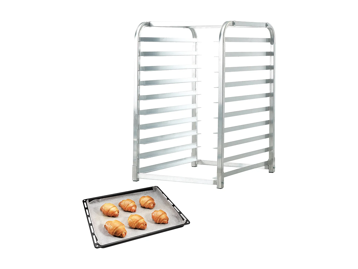 Chariot Porte-Plaques Boulangerie, SucceBuy Support à Pain en Aluminium à 10 Niveaux avec Roulettes de Frein