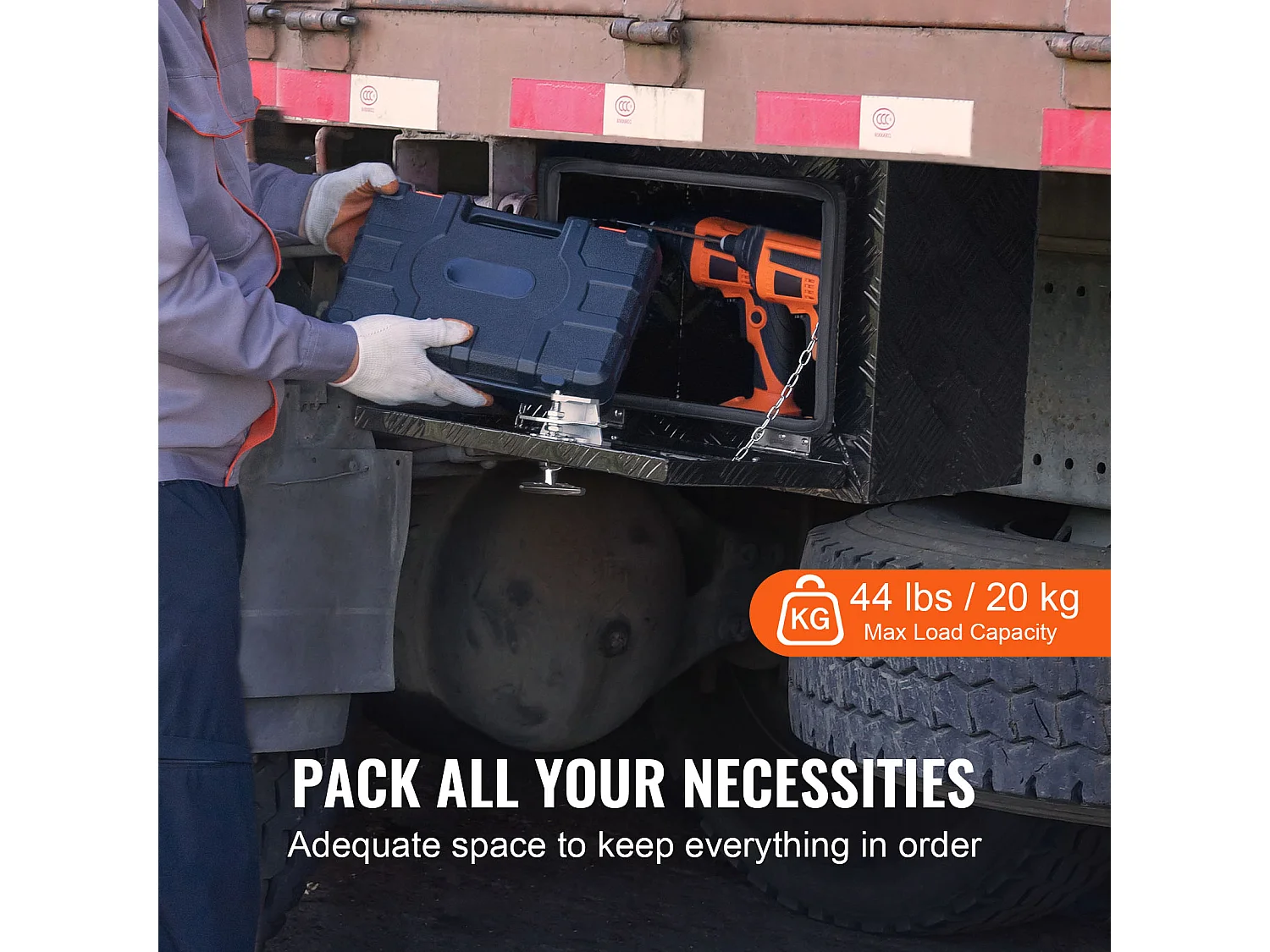 Werkzeugkasten SucceBuy Aluminium-Werkzeugkasten für die Ladefläche (45.72 x 30.48 x 35.56 cm) für Anhängerlagerung