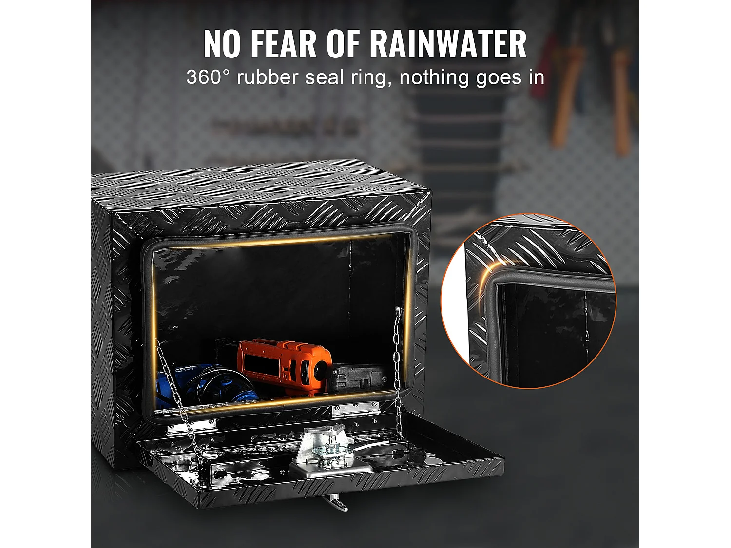 Werkzeugkasten SucceBuy Aluminium-Werkzeugkasten für die Ladefläche (45.72 x 30.48 x 35.56 cm) für Anhängerlagerung