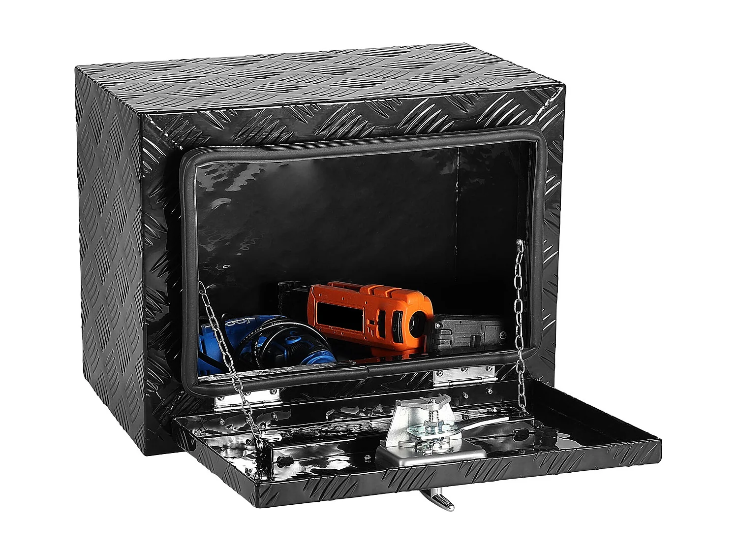 Werkzeugkasten SucceBuy Aluminium-Werkzeugkasten für die Ladefläche (45.72 x 30.48 x 35.56 cm) für Anhängerlagerung