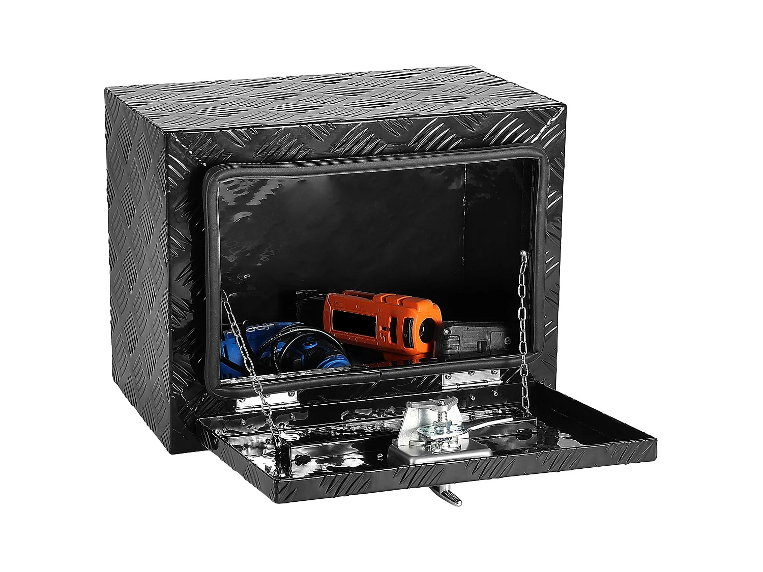 Boîte à Outils SucceBuy Coffre à Outils en Aluminium pour Dessous de Caisse de Camion, 45.72 x 30.48 x 35.56 cm pour Rangement de Remorque