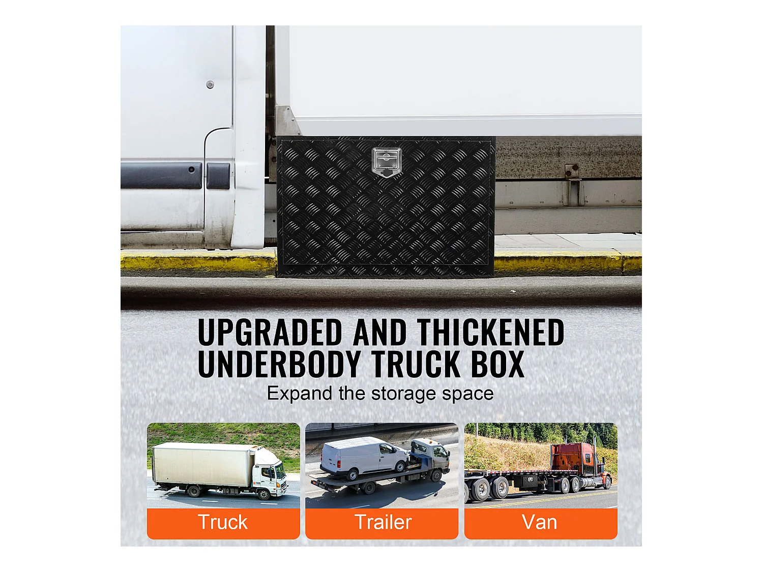 Boîte à Outils SucceBuy Coffre à Outils en Aluminium pour Dessous de Caisse de Camion 121.92 x 60.96 x 60.96 cm, Rangement pour Remorque RV