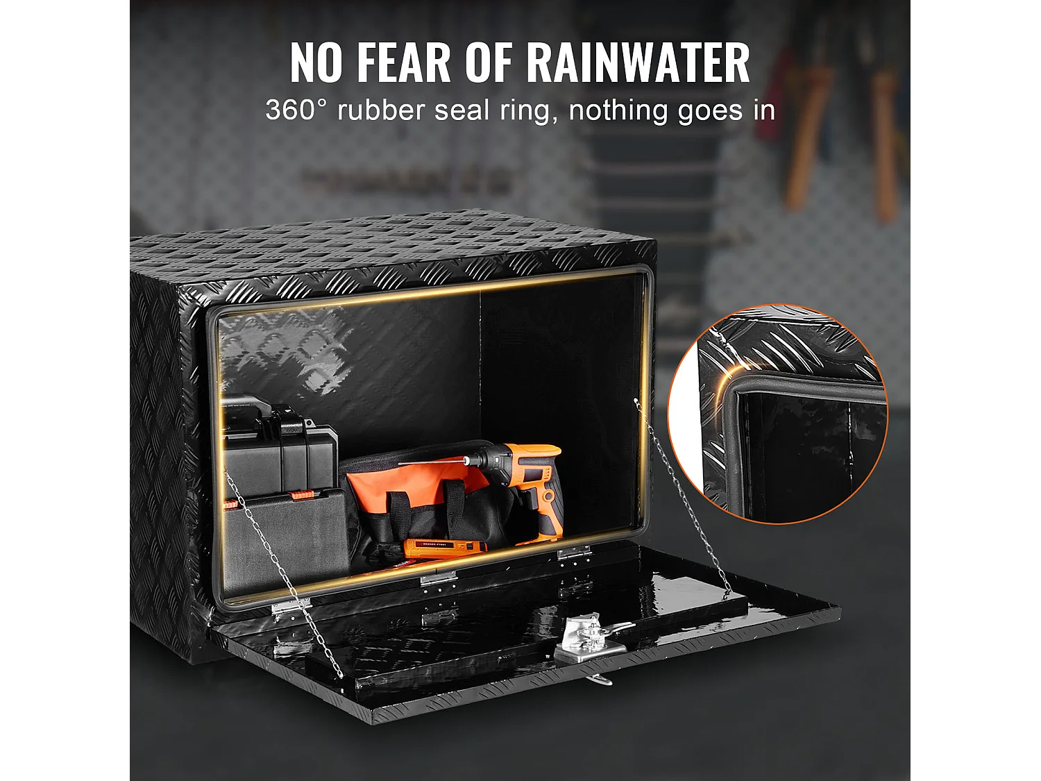 Boîte à Outils SucceBuy Coffre à Outils en Aluminium pour Dessous de Caisse de Camion 121.92 x 60.96 x 60.96 cm, Rangement pour Remorque RV