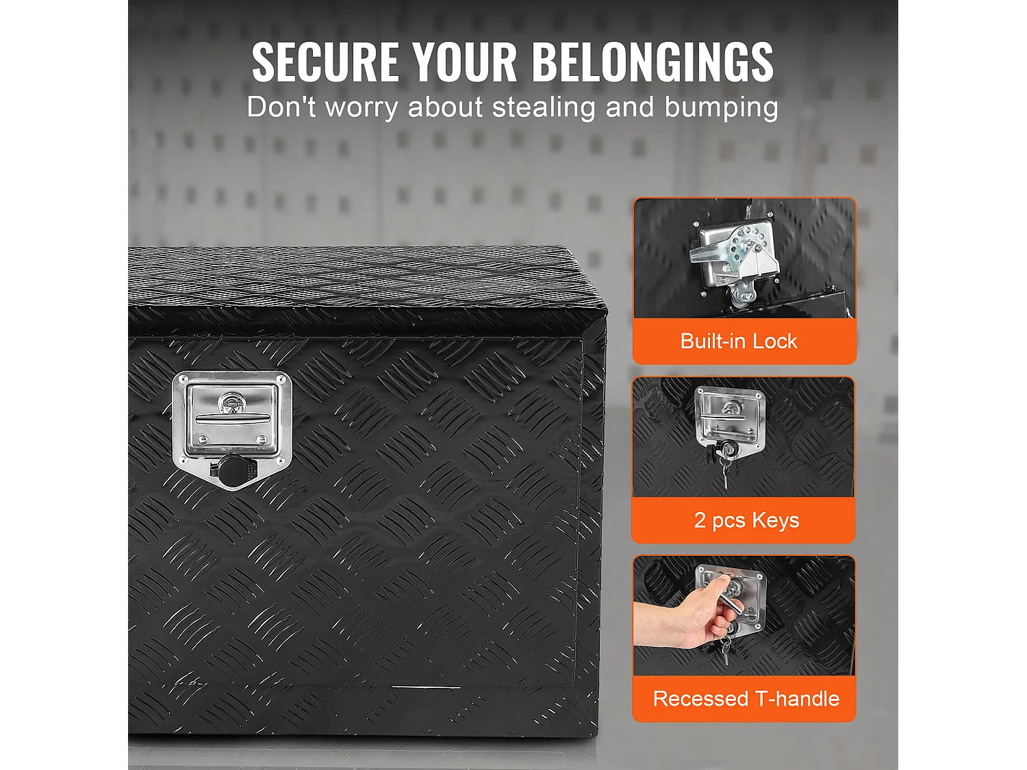 Boîte à Outils SucceBuy Coffre à Outils en Aluminium pour Dessous de Caisse de Camion 121.92 x 60.96 x 60.96 cm, Rangement pour Remorque RV