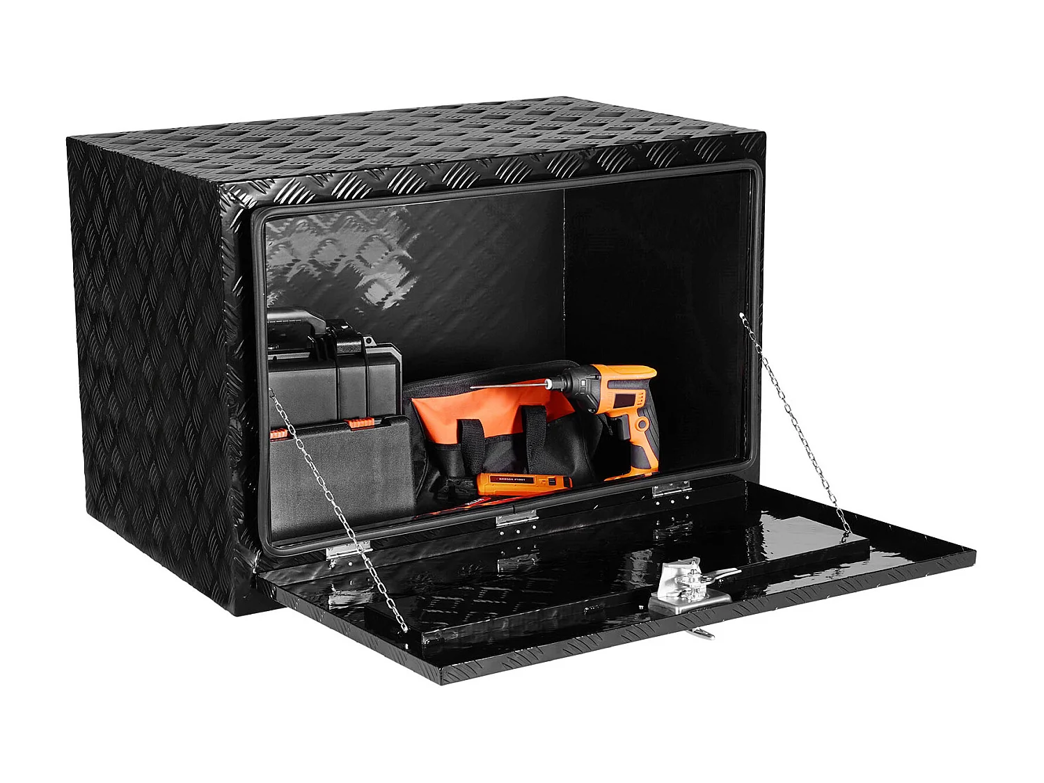 Boîte à Outils SucceBuy Coffre à Outils en Aluminium pour Dessous de Caisse de Camion 121.92 x 60.96 x 60.96 cm, Rangement pour Remorque RV