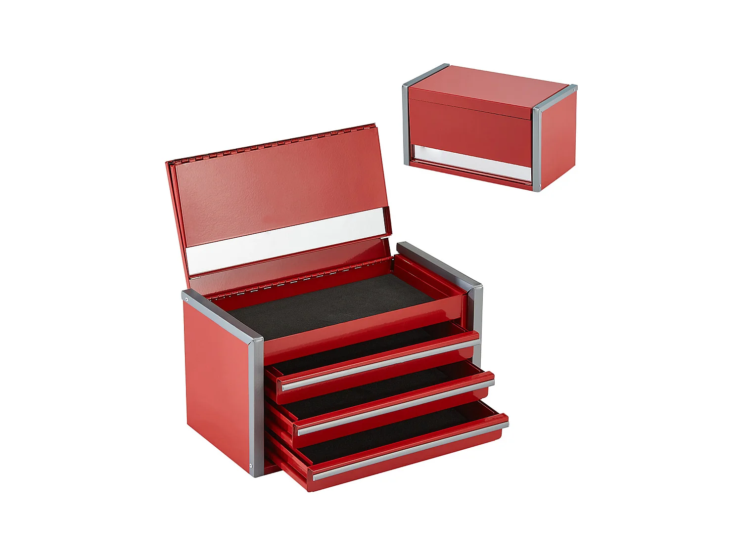 Boîte à Outils Portable en Métal SucceBuy, 218,4 mm à 3 Tiroirs, Rouge