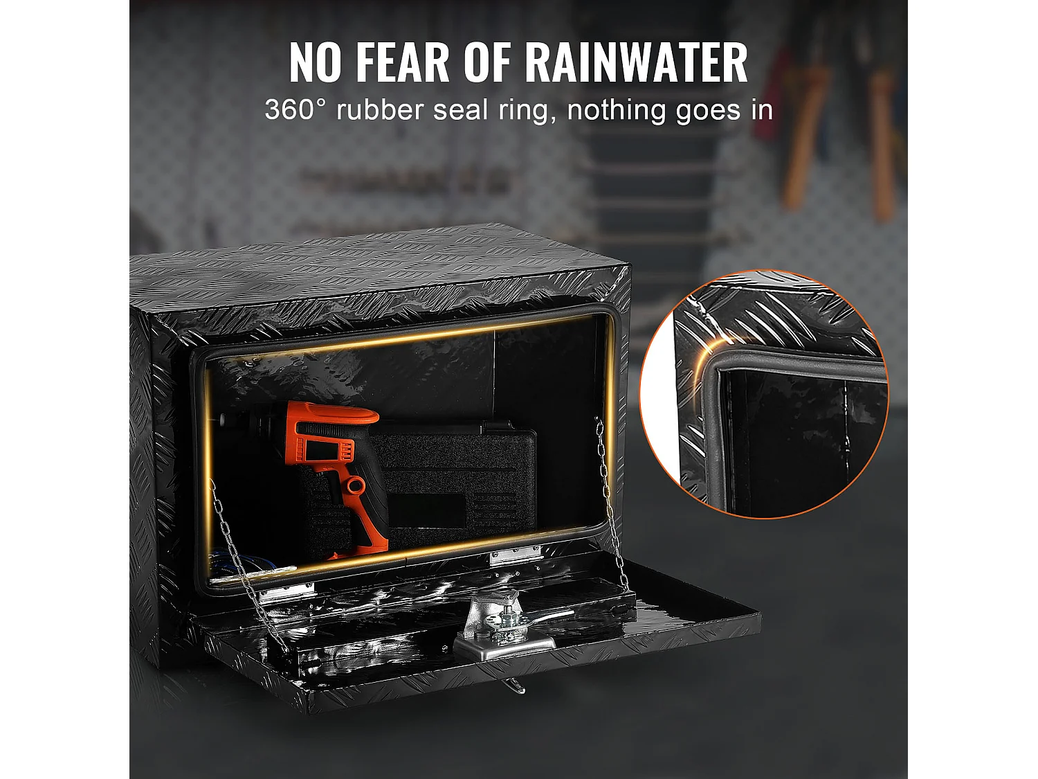 Boîte à Outils en Aluminium pour Sous-Caisse de Camion SucceBuy, 61x35,5x40,5 cm, Rangement pour Remorque