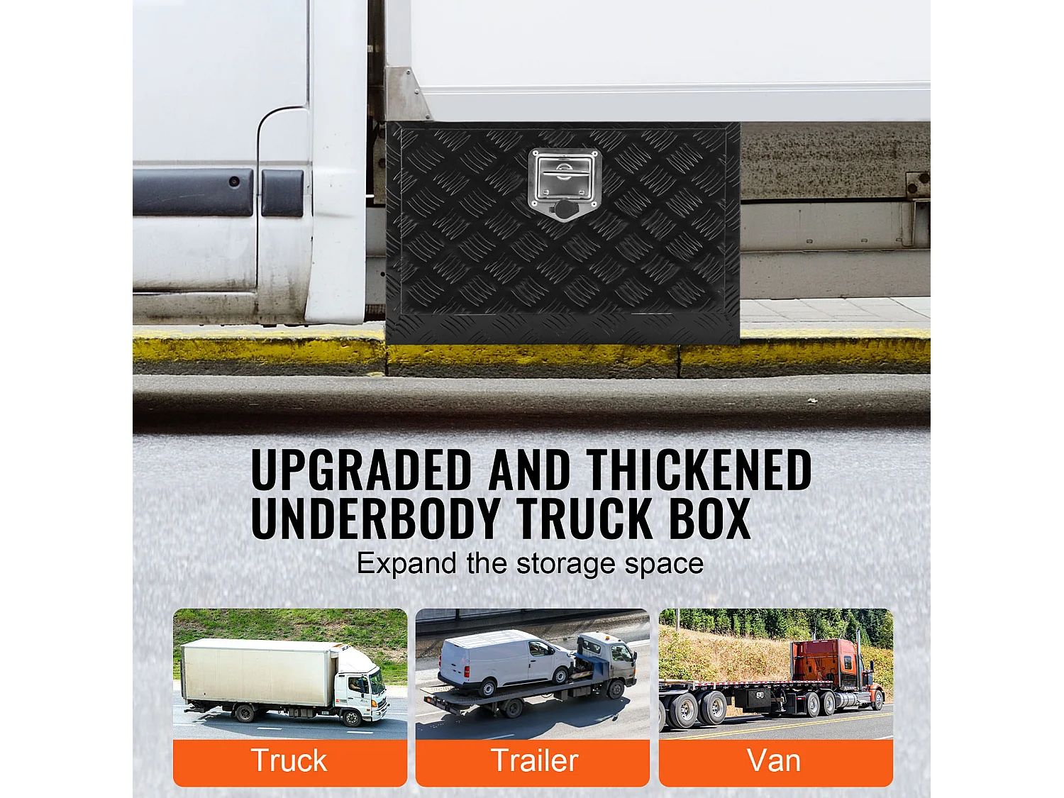 Boîte à Outils en Aluminium pour Sous-Caisse de Camion SucceBuy, 61x35,5x40,5 cm, Rangement pour Remorque